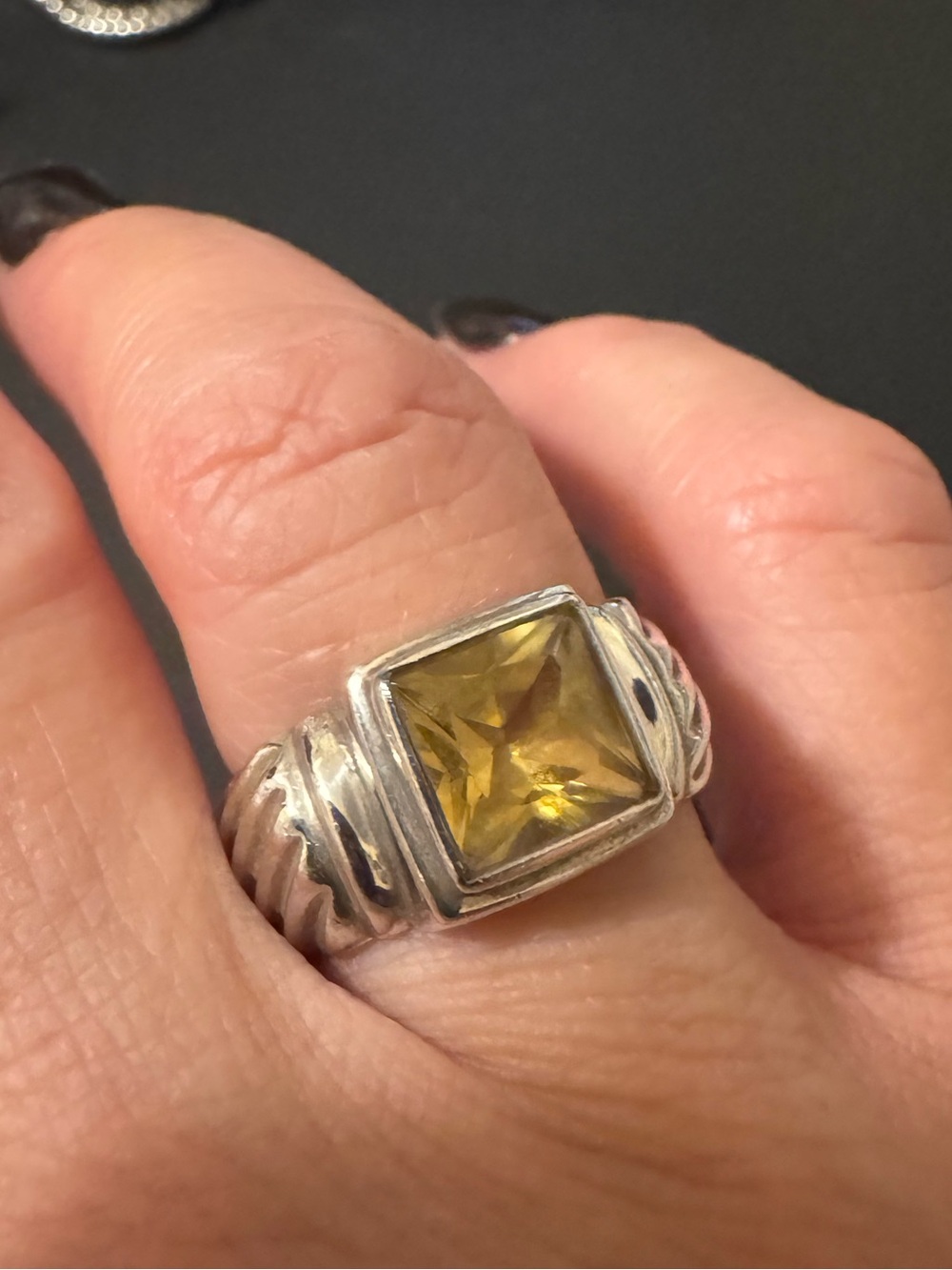 Silpada Silver Ring with Square Yellow Gemstone